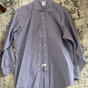 Men’s Brooks Brothers dress shirt. Blue & purple small check pattern. Size 17/34